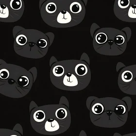 Cute Black Cat Faces Pattern