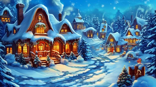 Winter Village with Festive Lights