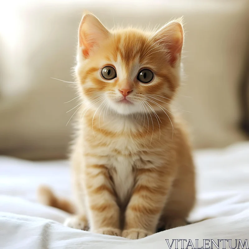 Cute Furry Feline with Big Eyes AI Image