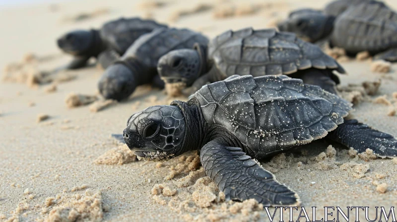 Captivating Moments: Baby Sea Turtles Embark on a Journey AI Image