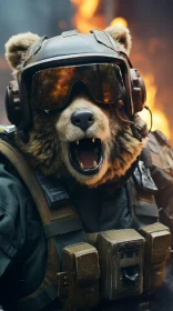 Chaotic Military Bear Artwork | Explosive Wildlife