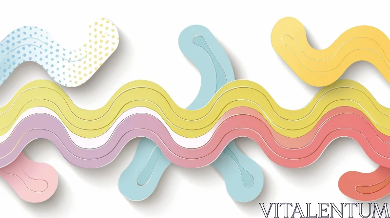 Colorful Paper Cut Waves - Abstract 3D Illustration AI Image