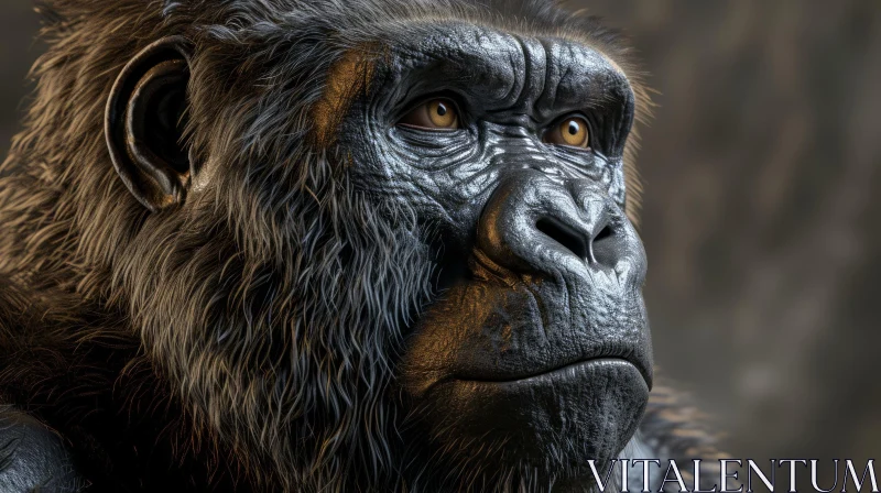 Photorealistic Gorilla Portrait with Calm Expression AI Image