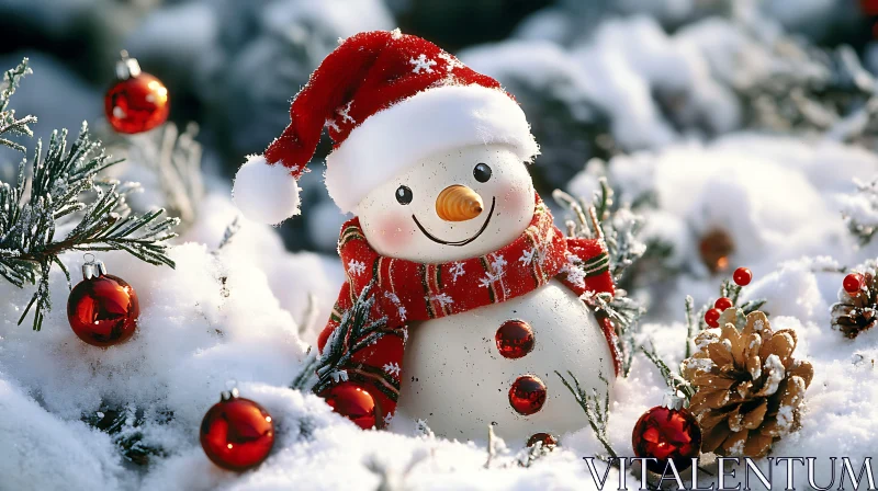 Charming Snowman in a Winter Wonderland AI Image