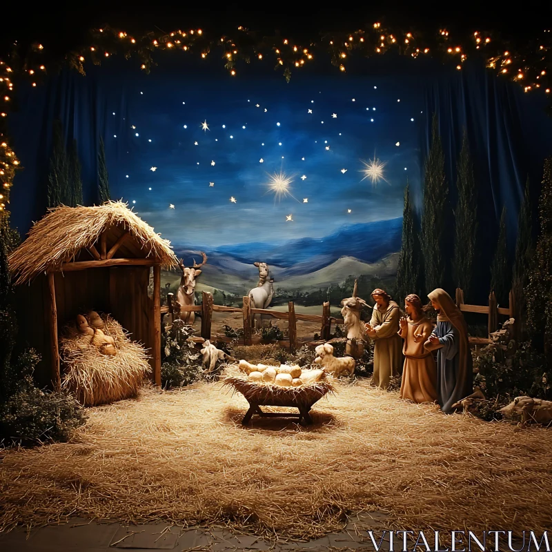 Peaceful Nativity Display AI Image