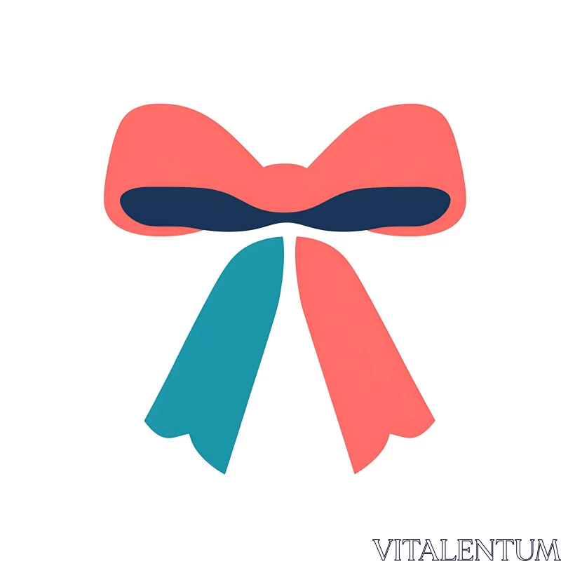 Stylized Coral Pink Bow Art AI Image