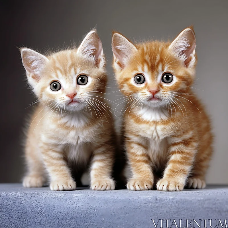 Pair of Cute Orange Kittens AI Image