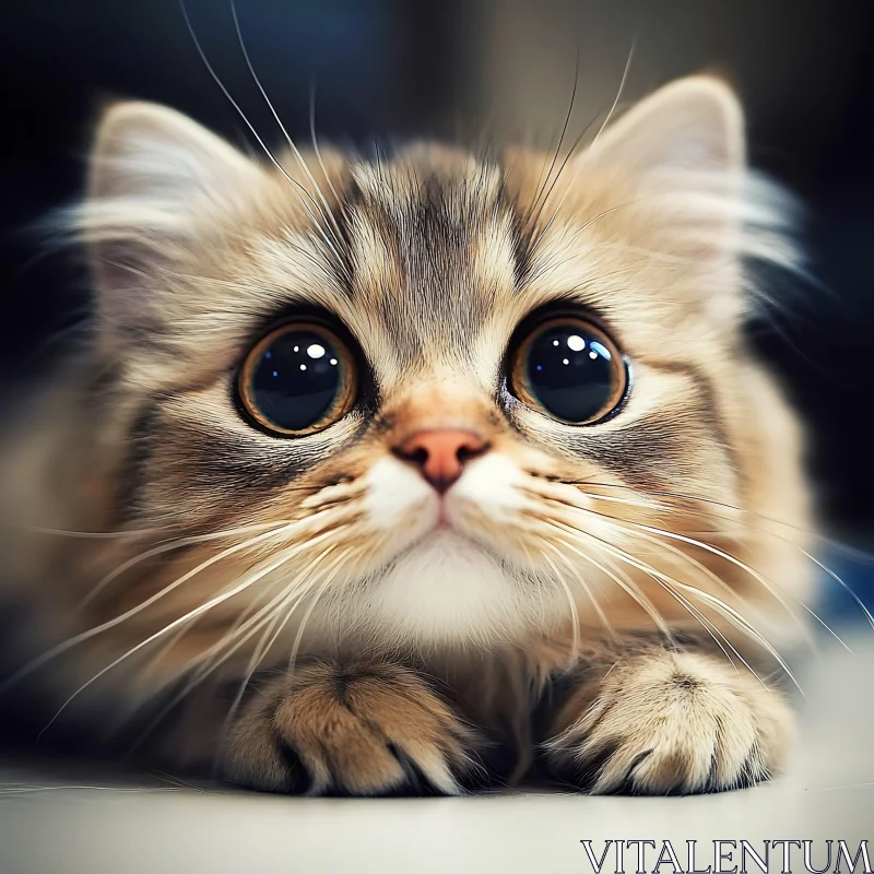 Fluffy Kitten with Expressive Eyes AI Image