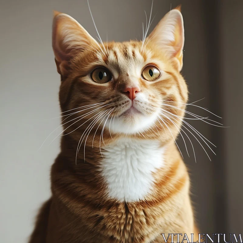 Ginger Cat with Expressive Eyes and Prominent Whiskers AI Image