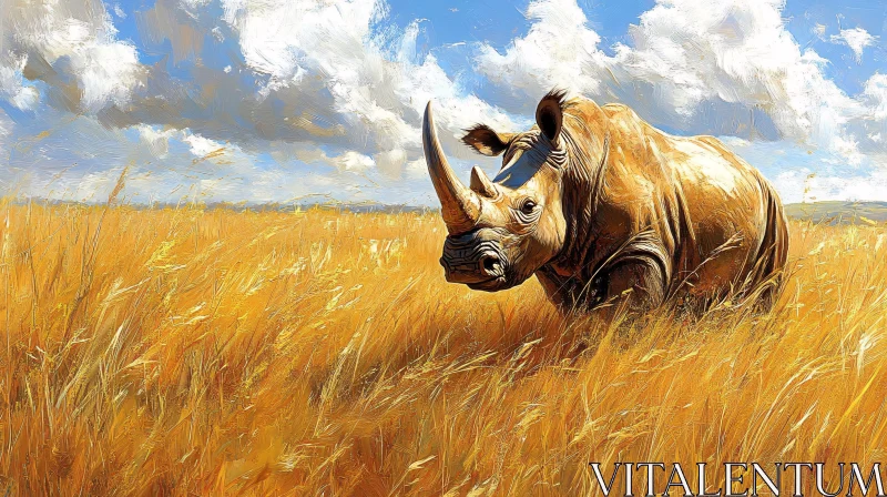 Wildlife Painting of a Rhinoceros AI Image