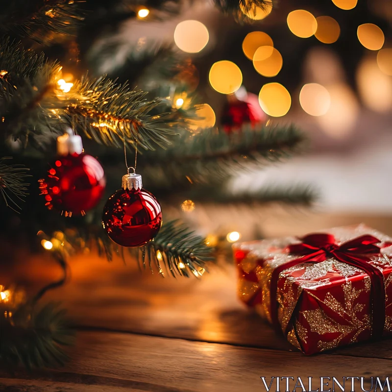 Christmas Decor: Tree, Ornaments, and Gifts AI Image