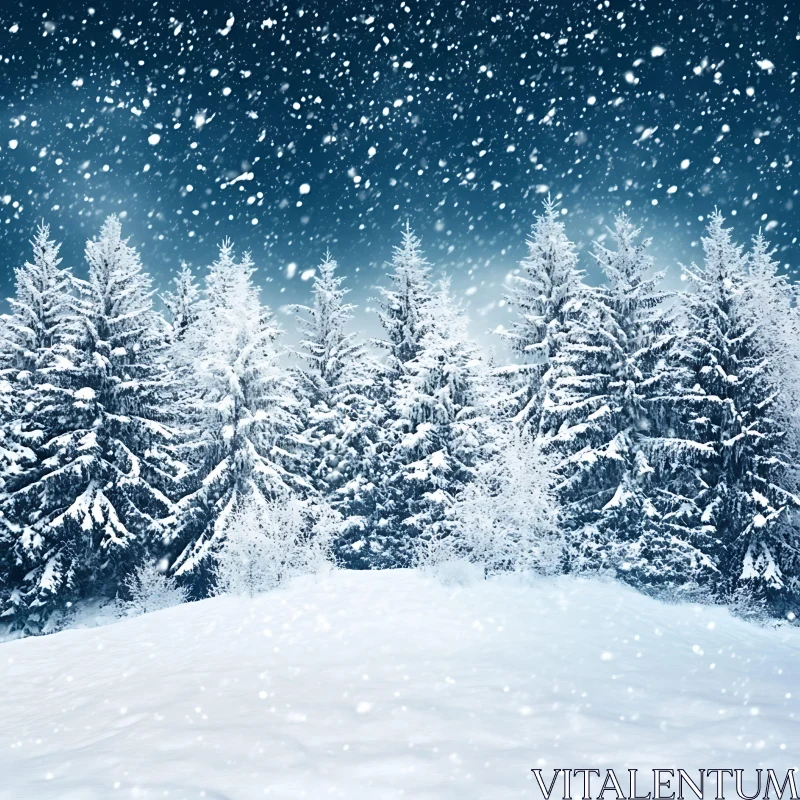 Serene Snow-Covered Trees in Winter Wonderland AI Image