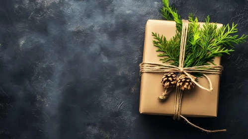 Rustic Gift with Cedar and Pine Cones