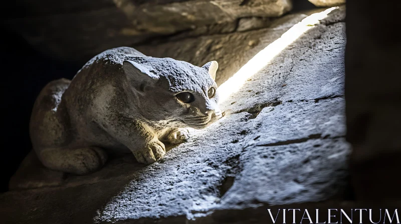 Cat Statue in Dramatic Lighting AI Image