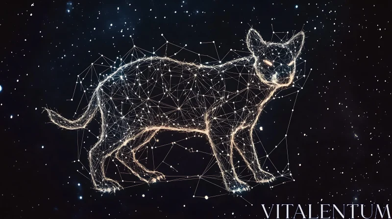 AI ART Starry Night Cat Constellation Illustration