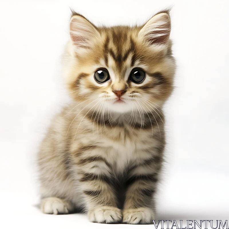 Cute Kitten with Soft Striped Fur AI Image