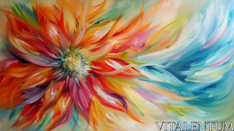 Colorful Abstract Flower Painting AI Image