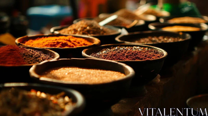 Colorful Spices in Wooden Bowls | Close-up Food Photography AI Image