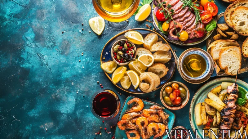 Spanish Food Delight: A Tempting Table of Flavors AI Image