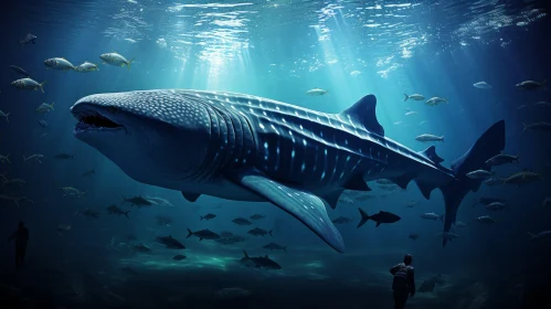 Whale Shark in the Underwater Realm - Realistic Fantasy Art