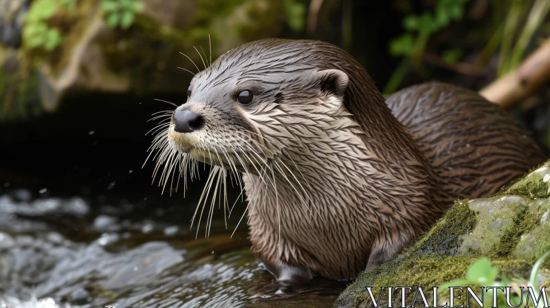 Wild Otter Close-Up: Captivating Nature Photography AI Image