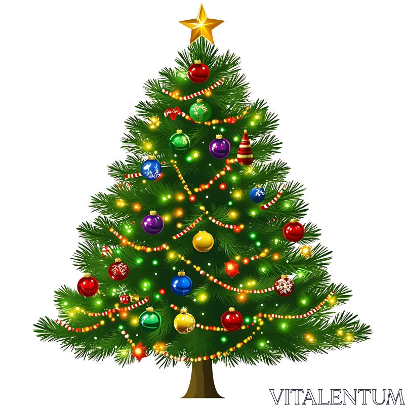 Festive Christmas Tree with Colorful Decorations