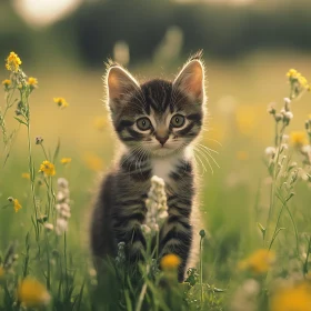 Charming Kitten Amid Wildflowers
