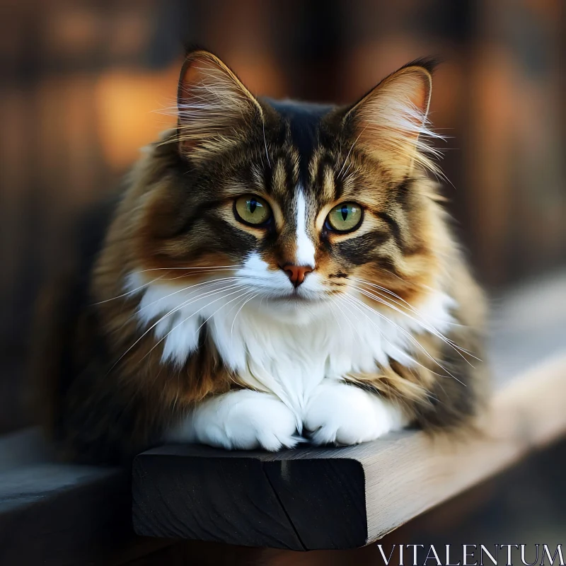 Elegant Green-eyed Tabby Cat Portrait