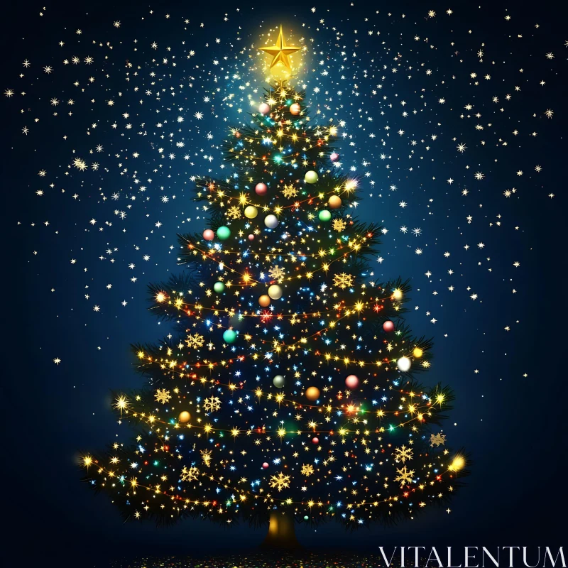 Sparkling Christmas Tree with Golden Star Topper