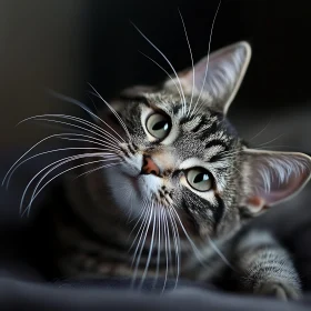 Expressive Close-Up of Tabby Kitten