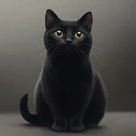 Majestic Black Cat with Bright Yellow Eyes