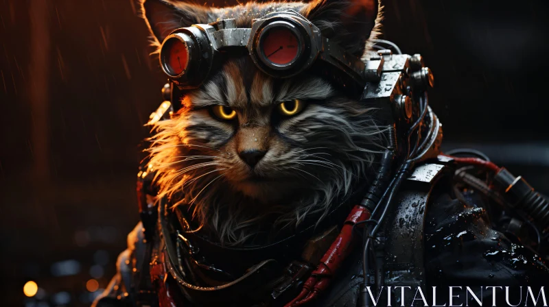Industrial Sci-Fi Cat with Cyber Gear