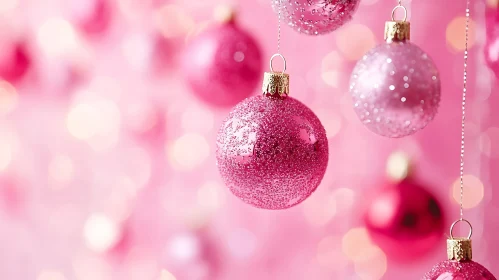 Glittery Pink Christmas Decorations