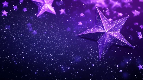 Glittering Purple Star in Abstract Space