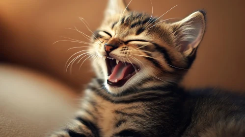 Cute Tabby Kitten Yawning Photograph