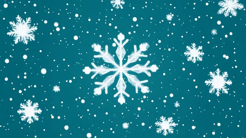 Winter Snowflakes Against Teal