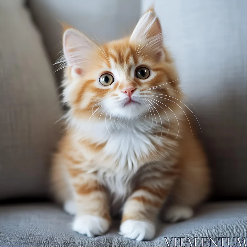 Fluffy Ginger Kitten with White Fur