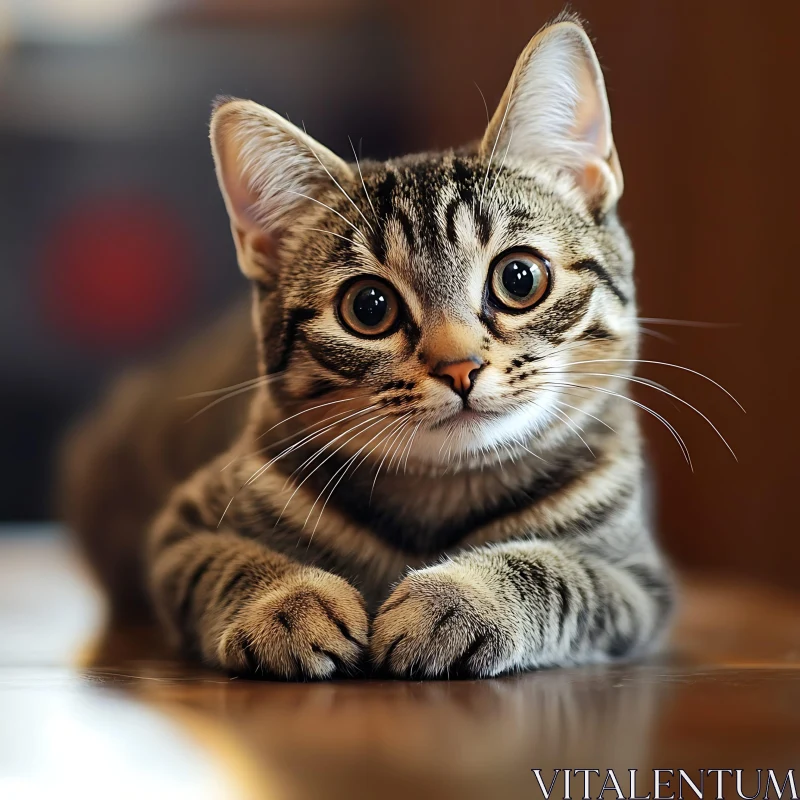 Cute Kitten with Stripes and Whiskers