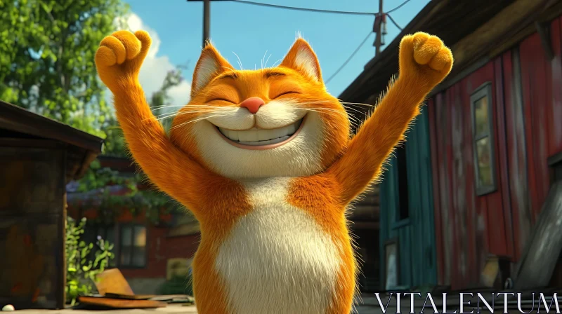 Cheerful Cat with Orange Fur