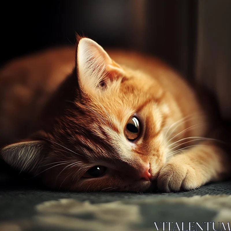 Portrait of a Resting Ginger Cat AI Image