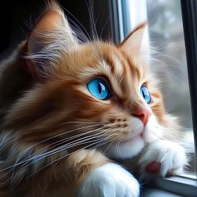 Serene Ginger Cat with Blue Eyes
