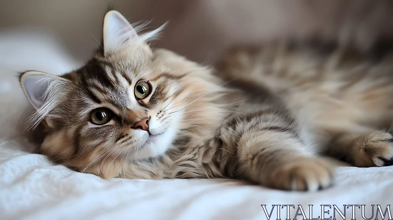 Relaxed Long-Haired Cat with Big Eyes