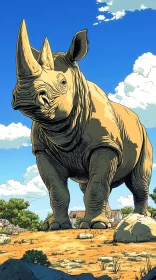 Rhinoceros Art with Natural Background