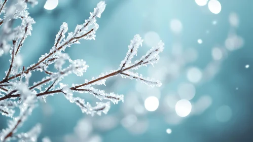 Winter Tree Branches with Frost