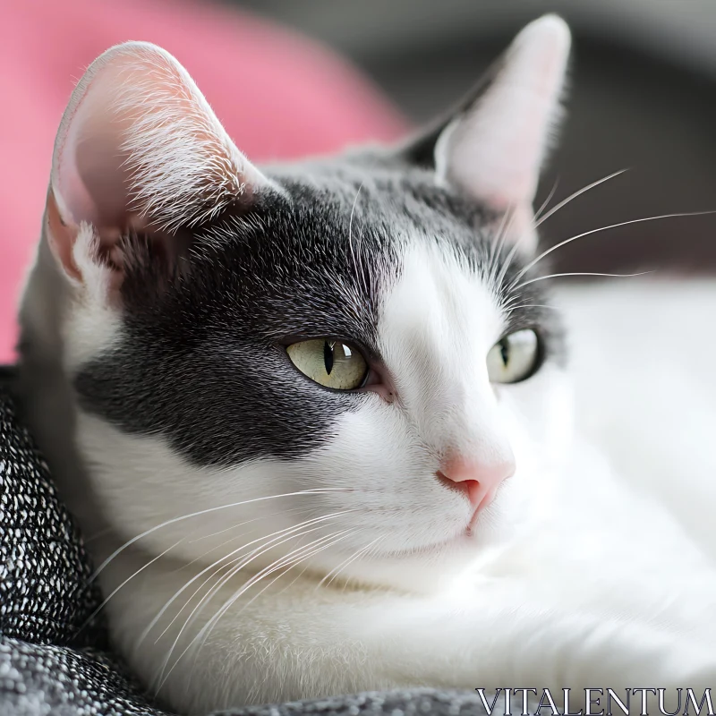 Serene and Detailed Portrait of a House Cat