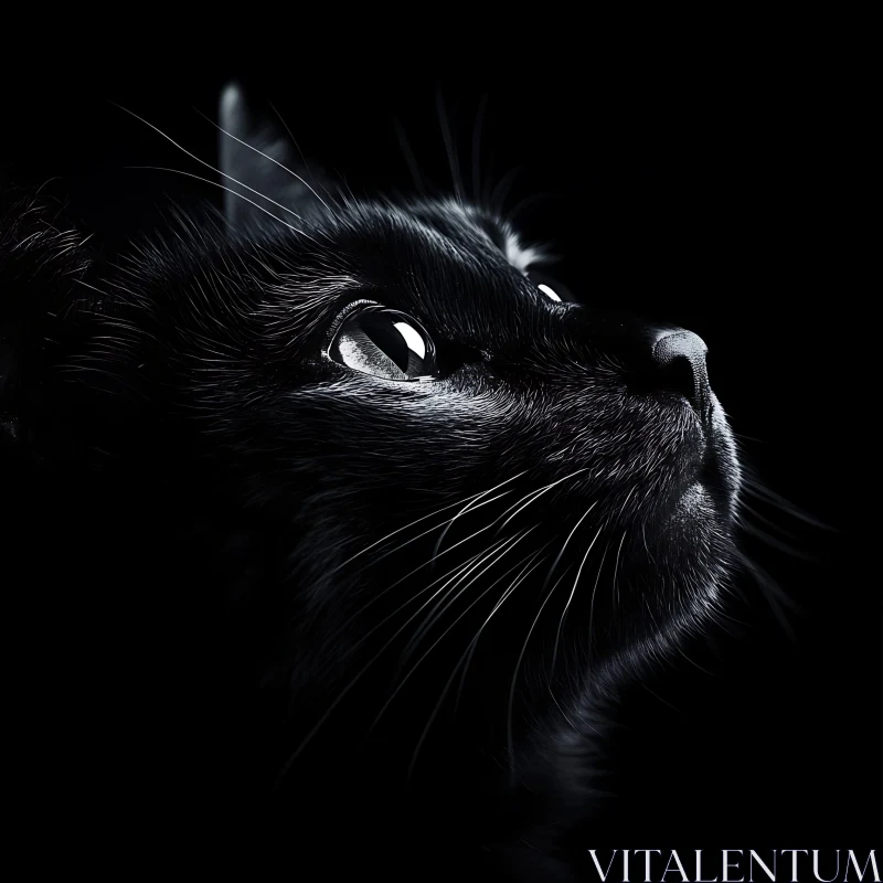 Intense Close-Up of a Black Cat's Whiskers and Eyes