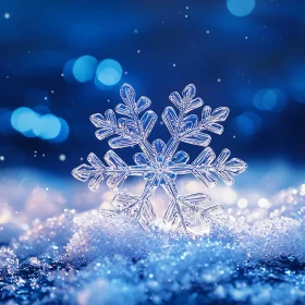 Close-Up Winter Snowflake Crystal