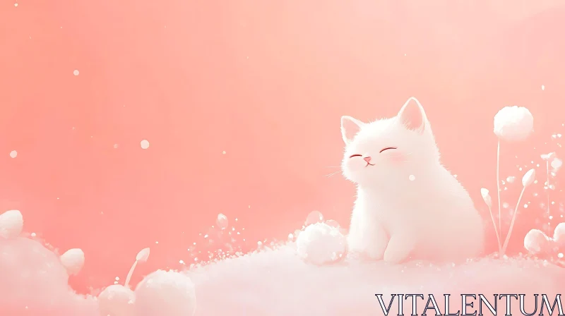 Content Kitty in Soft Pink Surroundings