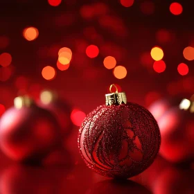 Glittering Red Bauble with Holiday Decorations