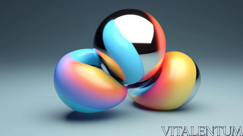 Colorful 3D Render with Torus Knot and Sphere AI Image